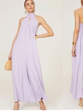 Sfizio Jumpsuit Halter Tie Neck Women's Large Purple Maxi